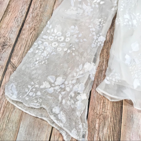 Adrianna Papell Sheer Fluttery Sleeve Top - Picture 2 of 3